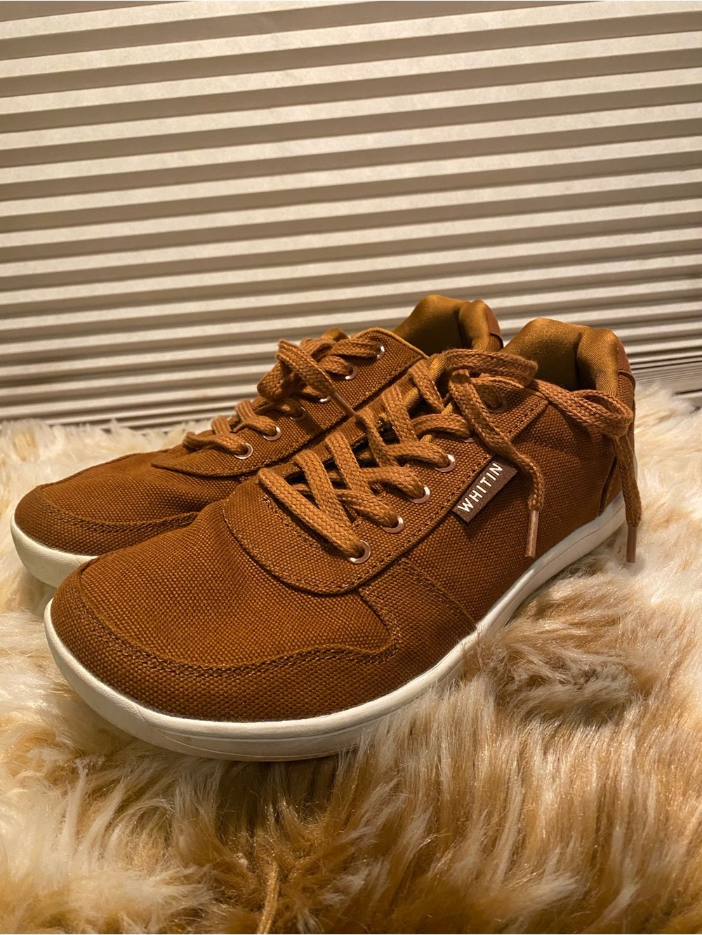 WHITIN Minimalist Barefoot Sneakers Brown Canvas Size 40 US Men 7 Women 8.5/9